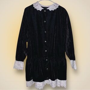 Vintage Livingston Williams True West Black Velvet Dress Frock - Size 2 (Plus)